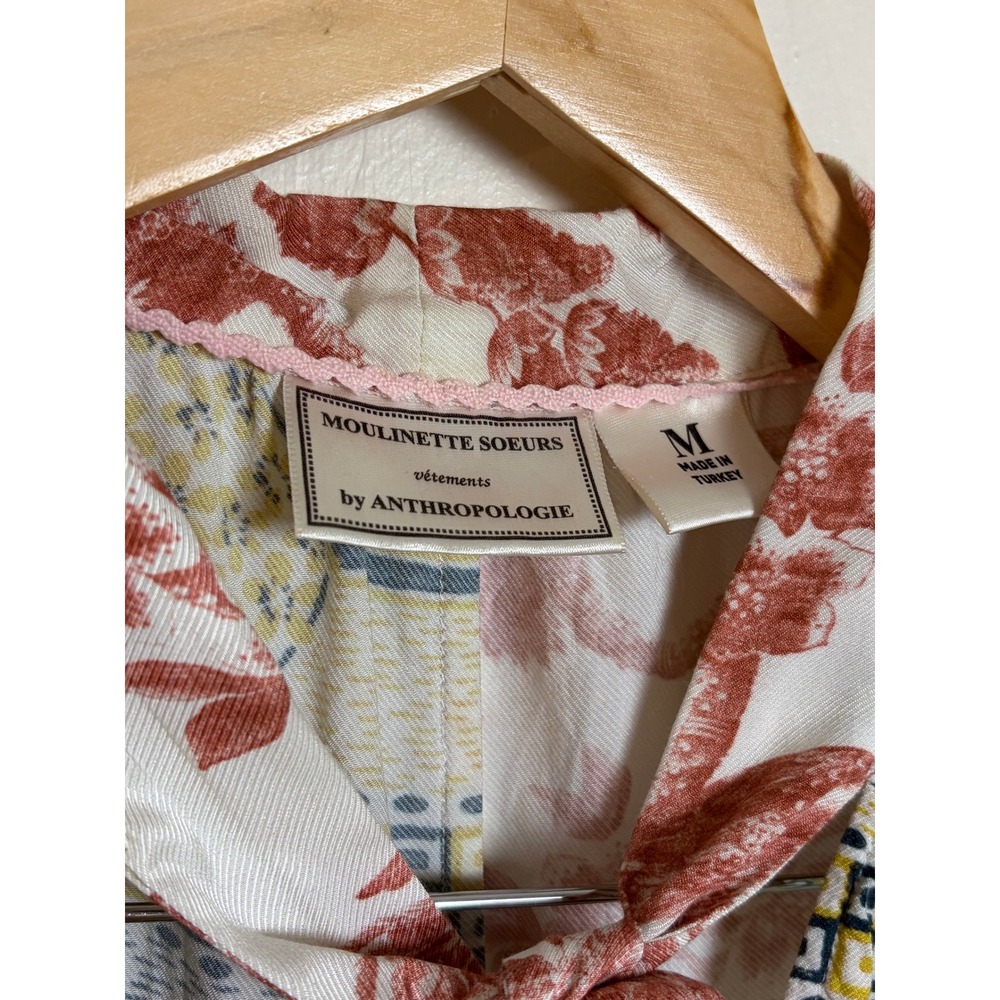 Moulinette Soeurs‎ Anthropologie Mixed Print Tie Neck Sleeveless Blouse Medium - Picture 4 of 4